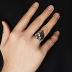 Rhodium 925 Silver Men's Moissanite Indian Chief Head Ring