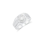 Rhodium 925 Silver Men's Moissanite Radiant Sunburst Ring