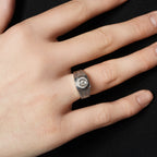 Rhodium 925 Silver Men's Moissanite Radiant Sunburst Ring