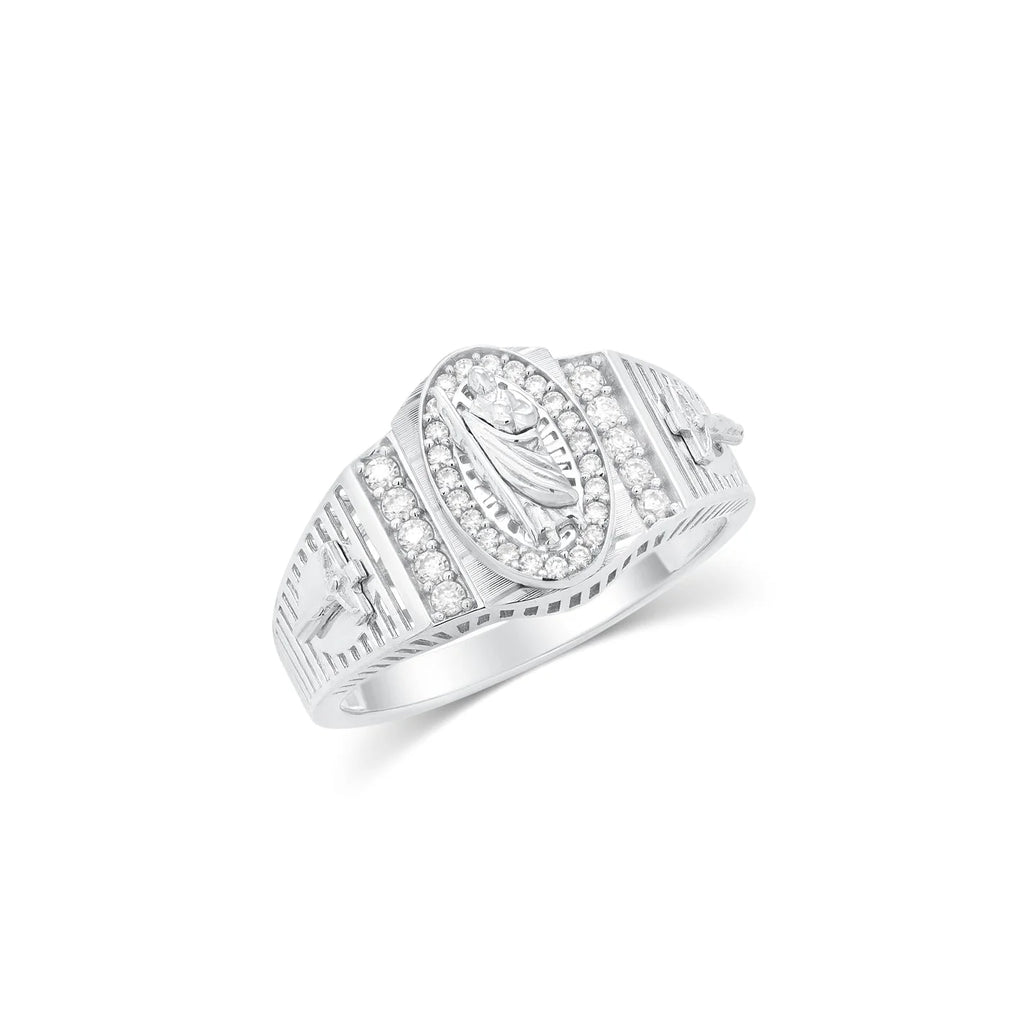 Rhodium 925 Silver Men's Moissanite Saint Jude Ring