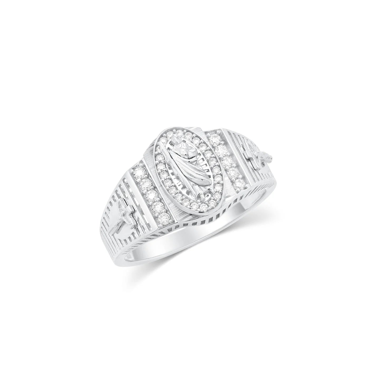 Rhodium 925 Silver Men's Moissanite Saint Jude Ring