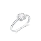 Rhodium 925 Silver Moissanite Halo Setting Pave Ring