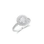 Rhodium 925 Silver Moissanite Square Halo Double Pave Ring