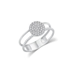 Rhodium 925 Silver Moissanite Round Cluster Top Split Band Ring