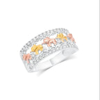 Tri-Tone Plated 925 Silver Moissanite Elephant Pavé Ring