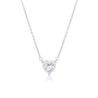 Rhodium 925 Sterling Moissanite Heart Cut Pendant Necklace