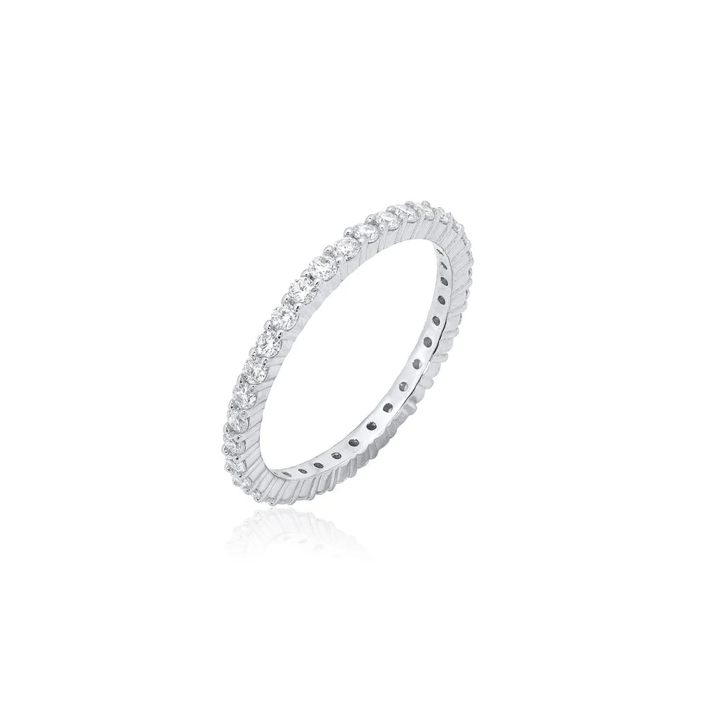 Rhodium 925 Silver Moissanite 1.5MM Eternity Ring