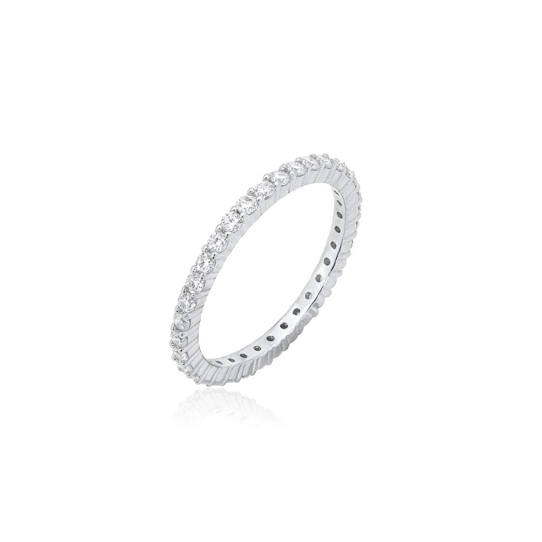 Rhodium 925 Silver Moissanite 1.5MM Eternity Ring