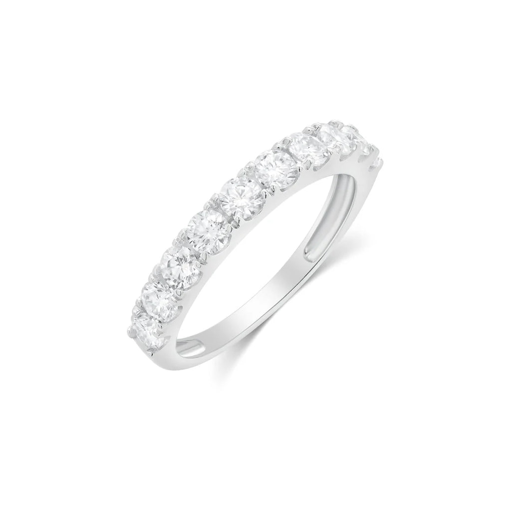 Rhodium 925 Silver Moissanite 3MM Half Eternity Ring