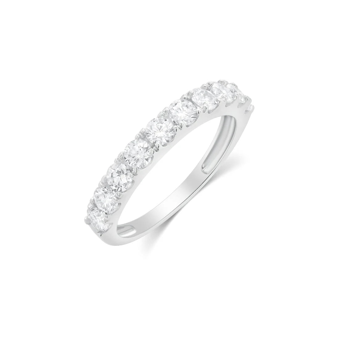 Rhodium 925 Silver Moissanite 3MM Half Eternity Ring
