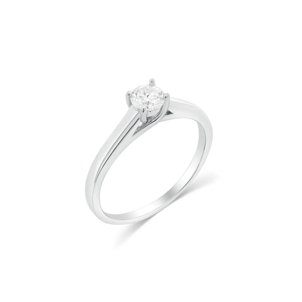 Rhodium 925 Silver Round Cut Moissanite Solitaire Ring