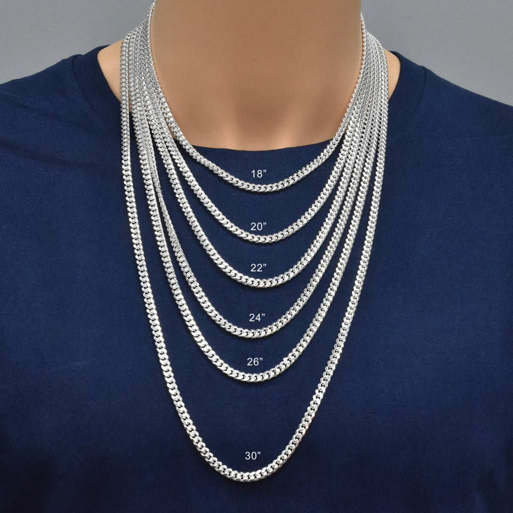 Italian 925 Silver Lobster Clasp Miami Cuban Links