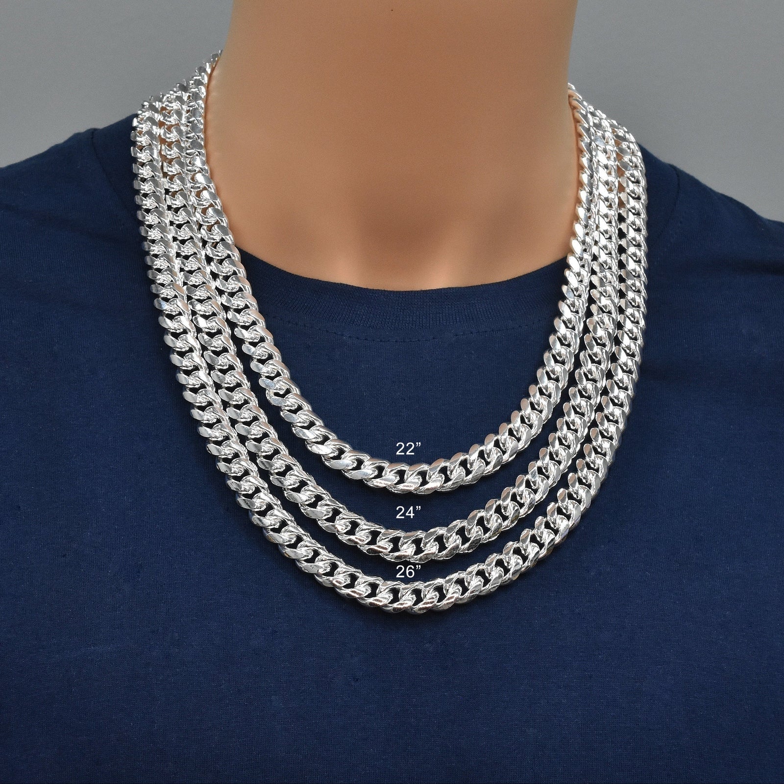 Italian 925 Silver Box Lock Miami Cuban Links