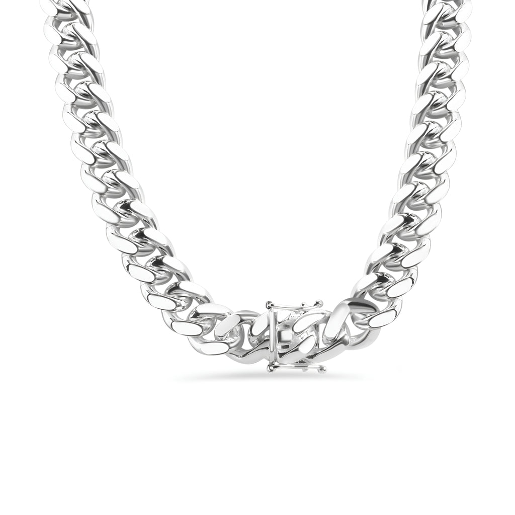 Italian 925 Silver Box Lock Miami Cuban Links