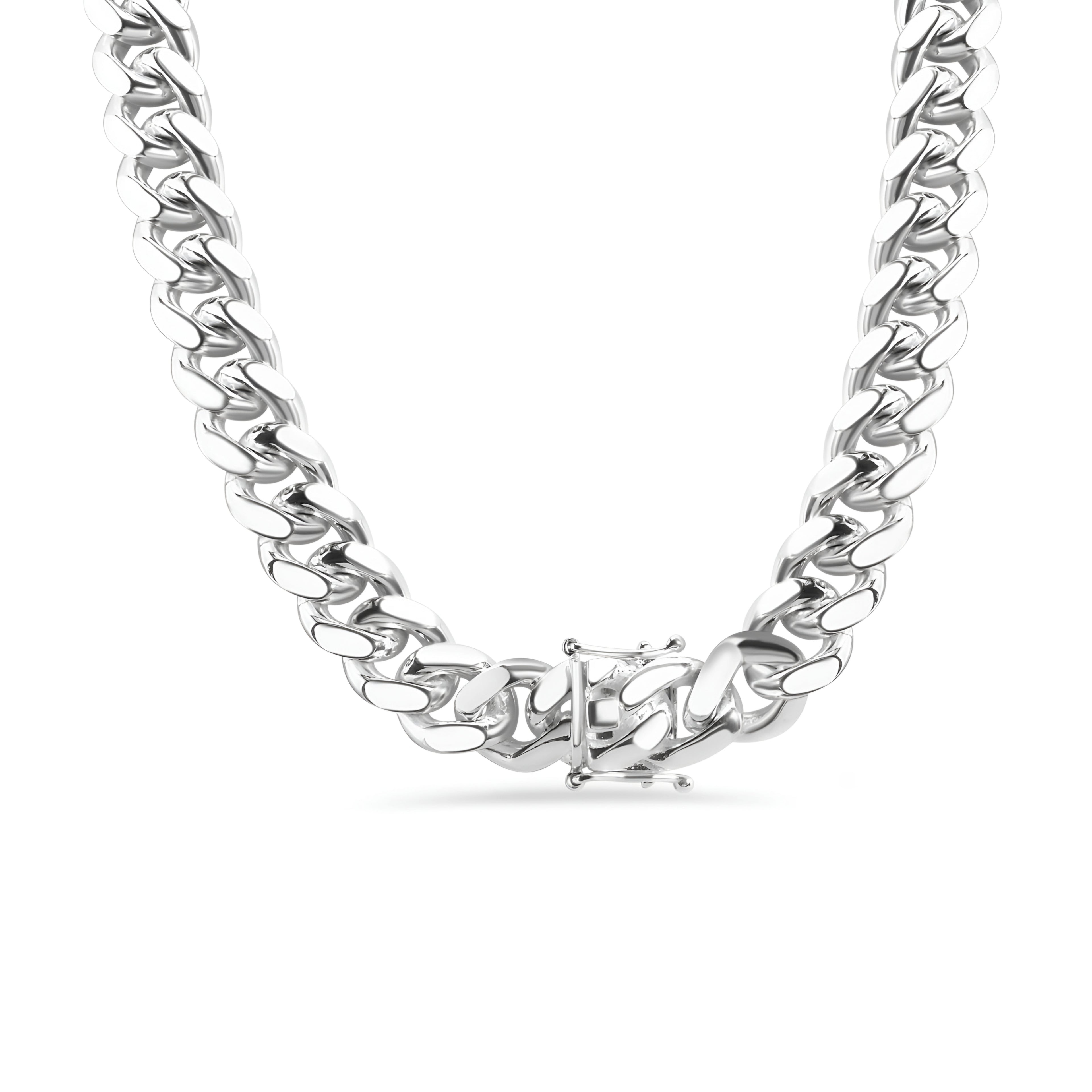 Italian 925 Silver Box Lock Miami Cuban Links