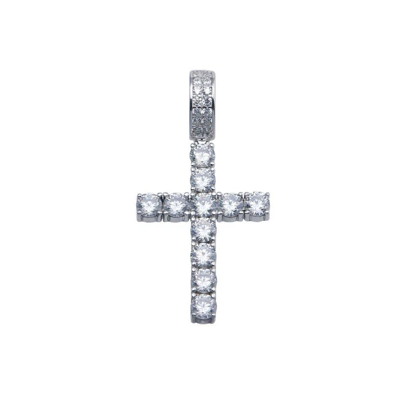 Rhodium 925 Silver Moissanite Cross Hip Hop Pendant