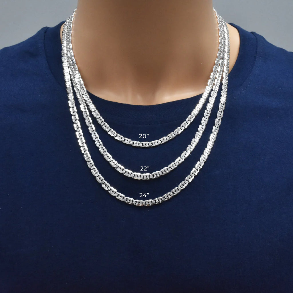 Italian 925 Silver D/C Birds Eye Curb Links