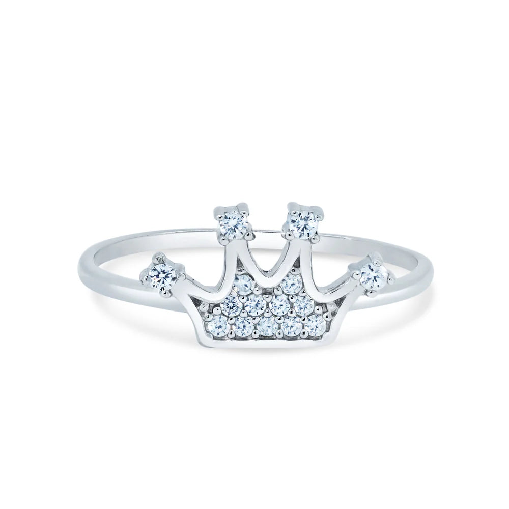 Rhodium 925 Silver Moissanite Crown Design Women's Ring
