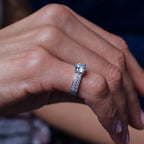 Rhodium 925 Silver Moissanite Double Row Shank Ring