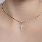 Rhodium 925 Silver Moissanite Classic Cross Pendant