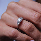 Rhodium 925 Silver Past Present & Future Moissanite Ring