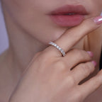 Rhodium 925 Silver Moissanite 3MM Half Eternity Ring