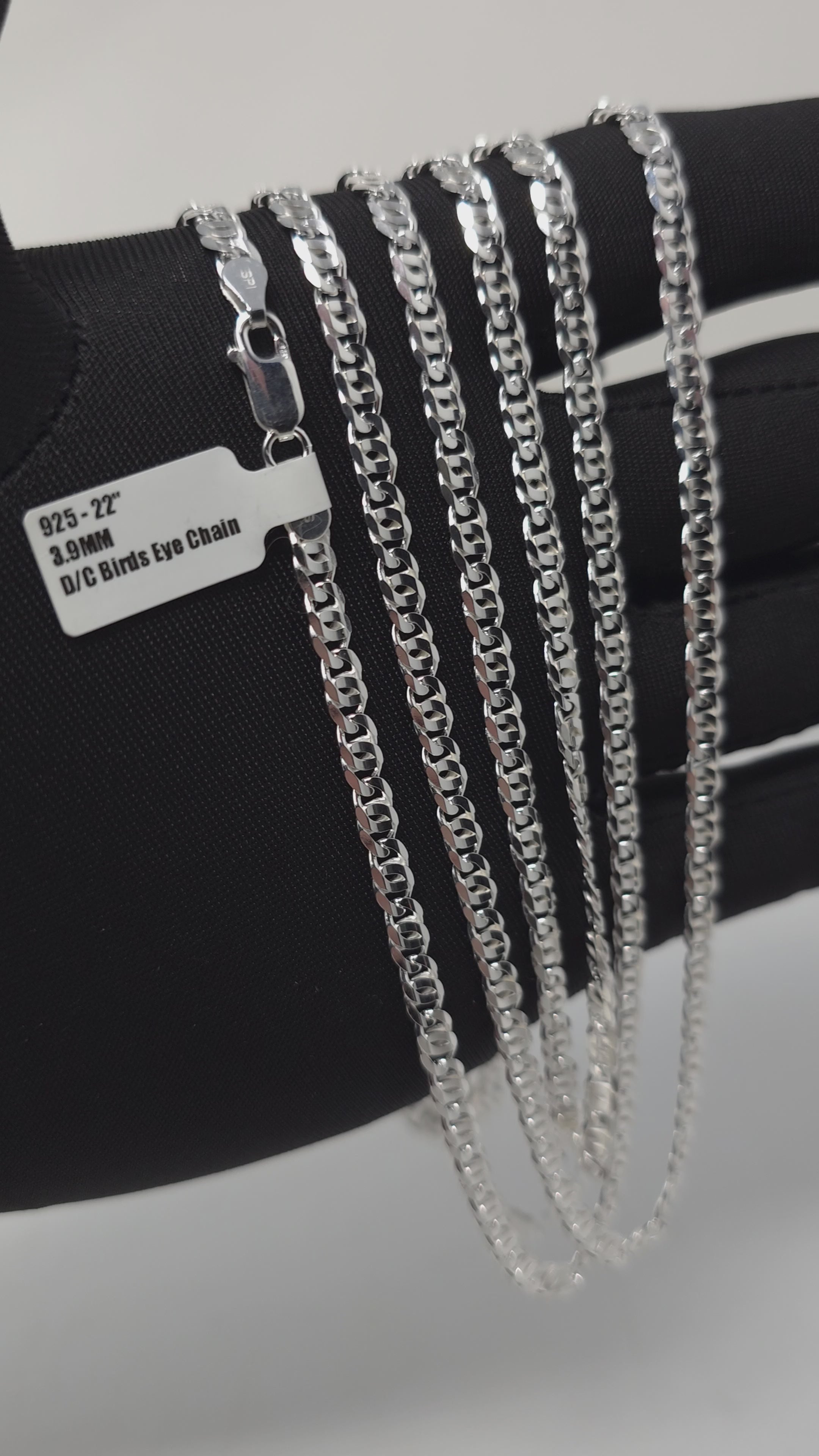 Italian 925 Silver D/C Birds Eye Curb Links